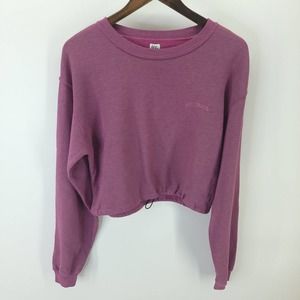 BDG Sweatshirt Womens Medium Purple Cropped Long Sleeve Crew Neck Drawstring